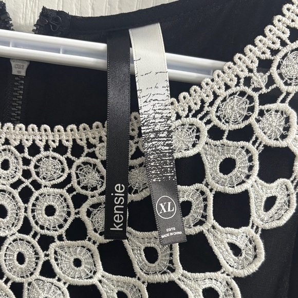 Kensie Black Dress with White Lace Detail - Picture 2 of 9